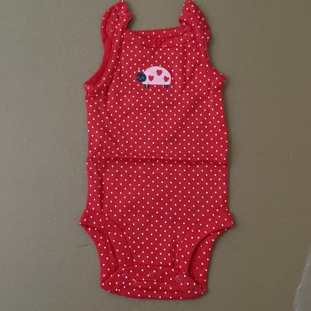 COPY - Cute Carter brand baby girl one piece with flutter sleeves. snap button …